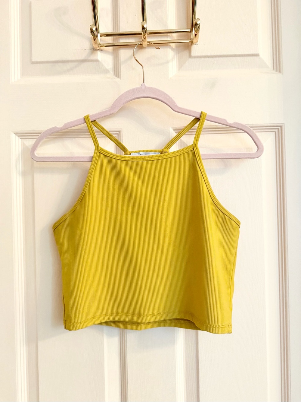 Yellow laslulu ribbed crop top